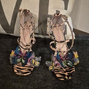 Floral Embellished Strappy Heels